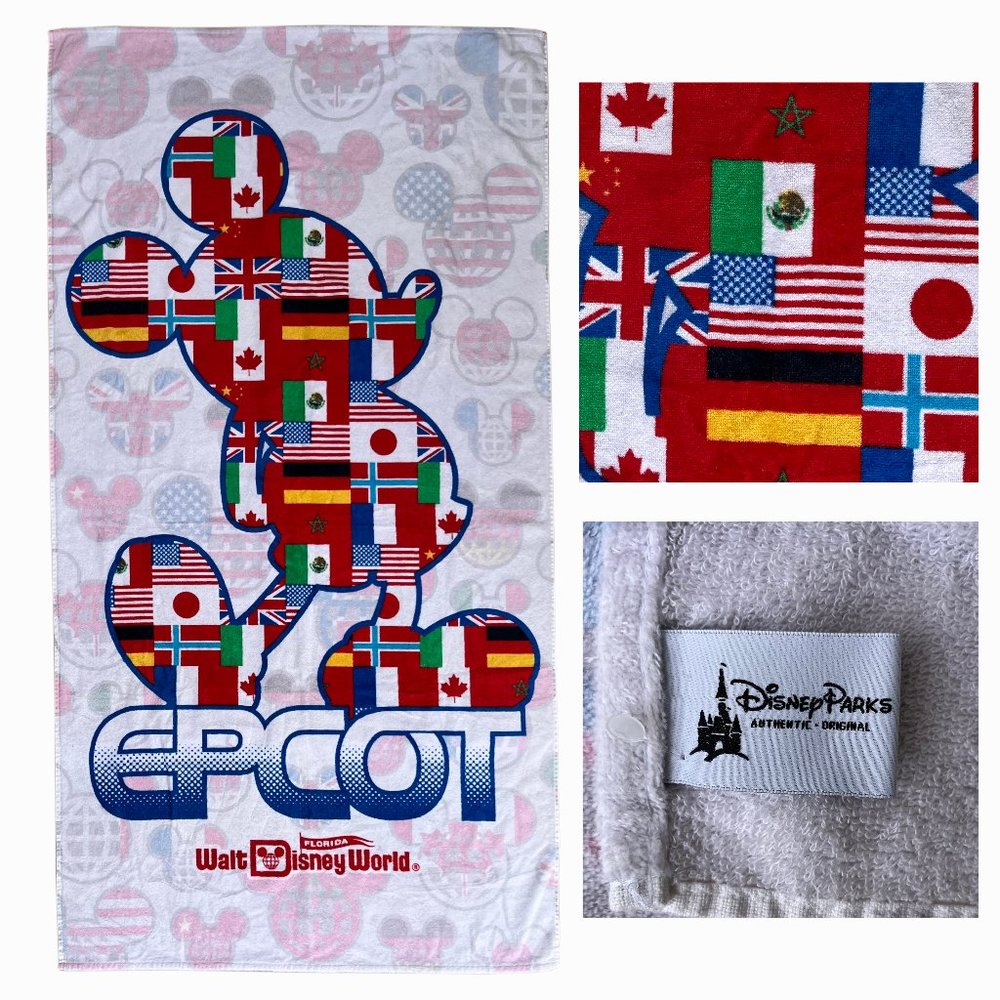 MICKEY MOUSE EPCOT INTERNATIONAL FLAGS WALT DISNEY WORLD Soft Beach Towel